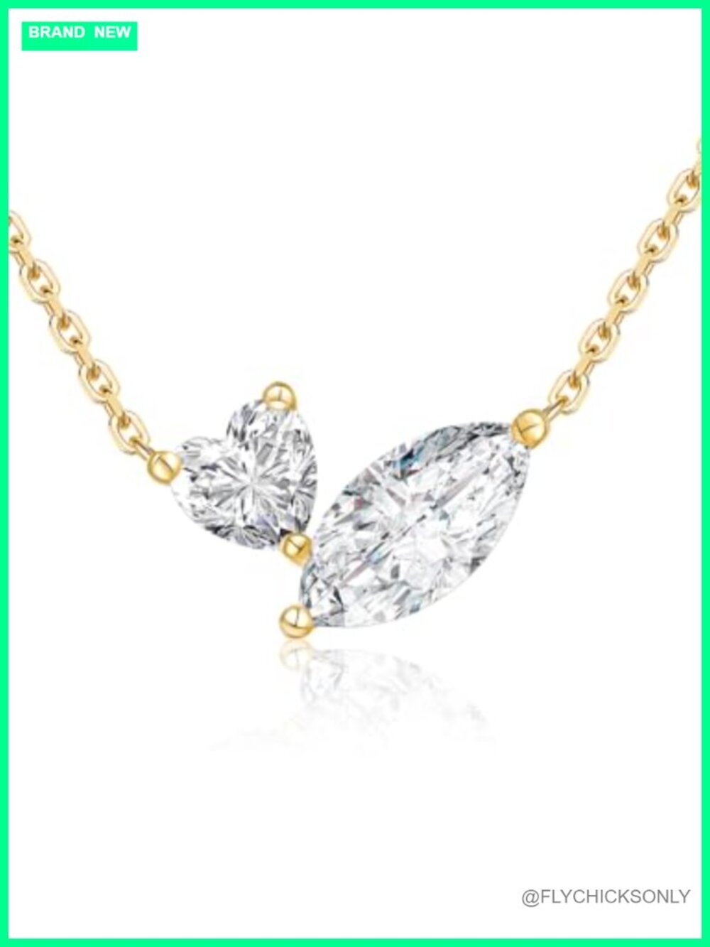 CYW Moissanite Pendant Necklace 925 Sterling Silver Yellow Gold Plated